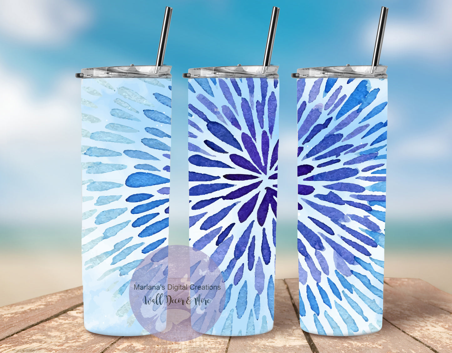 Blue Flower 20oz Skinny Tumbler