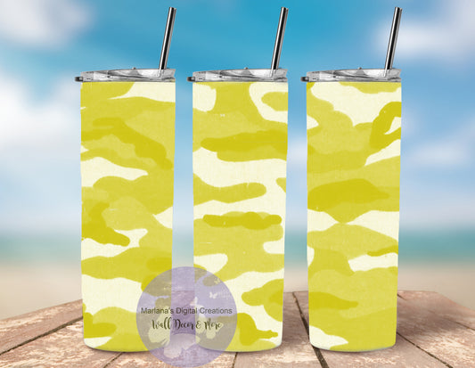 Camo Yellow Green 20oz Skinny Tumbler