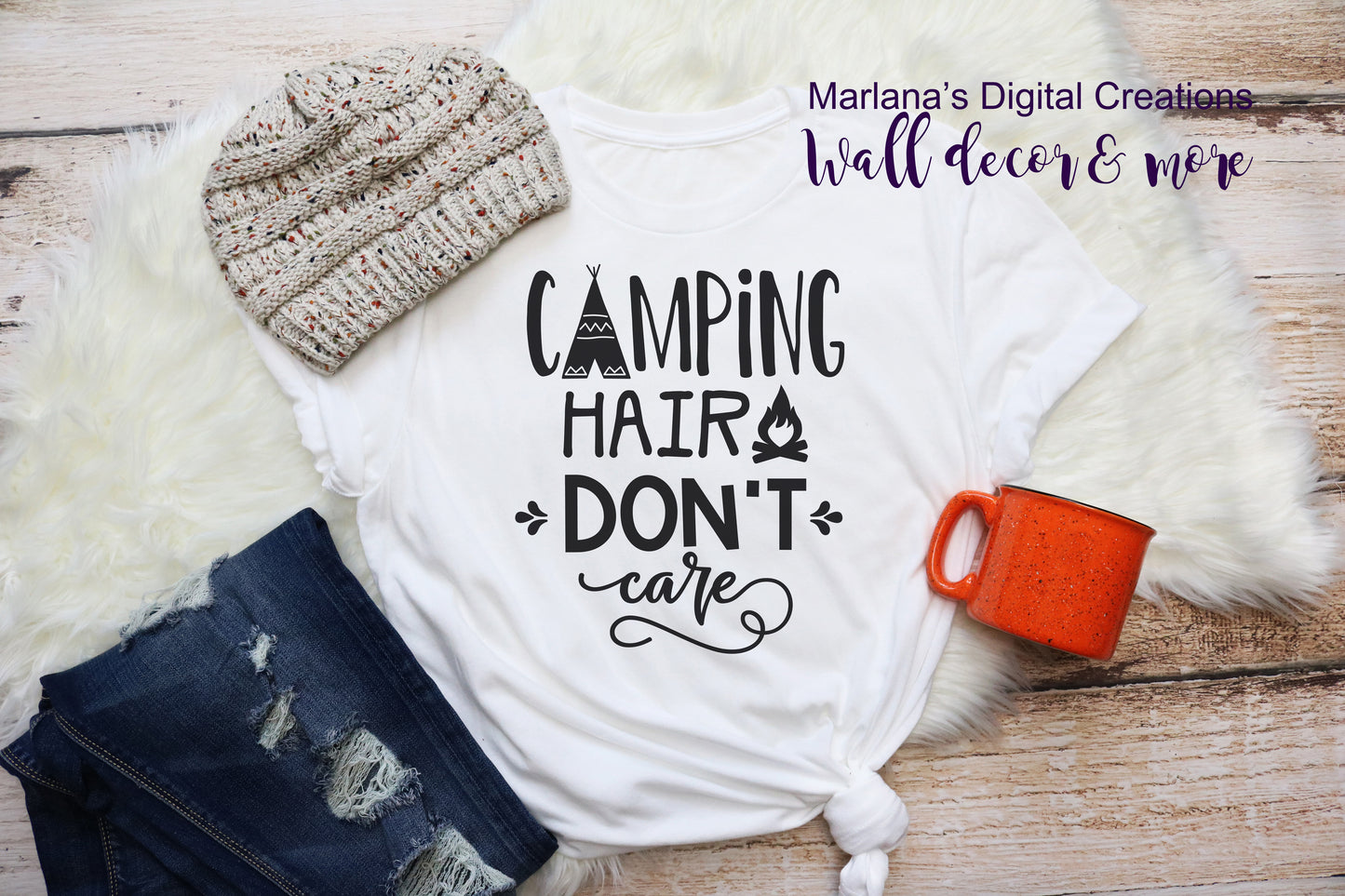 Camping Hair Don't Care - Vinyl Print