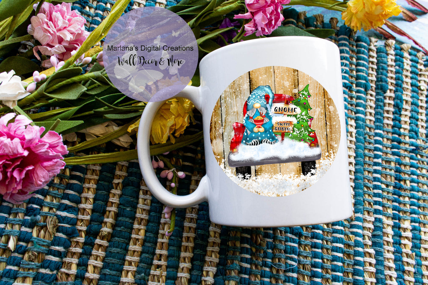 Christmas Gnome Sweet Gnome Wood Background - Mug