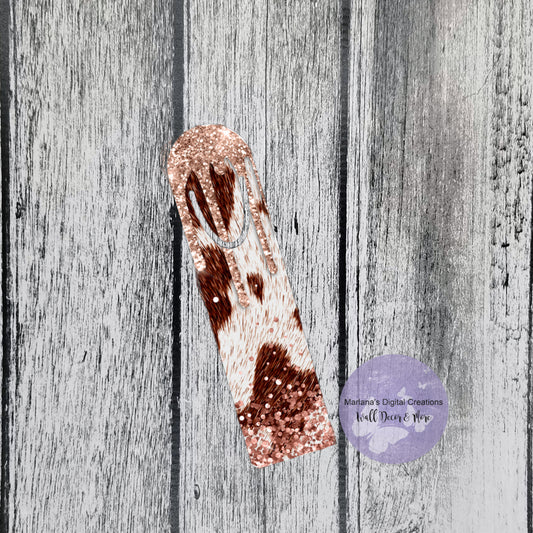 Cowhide Dripping Glitter Bookmark