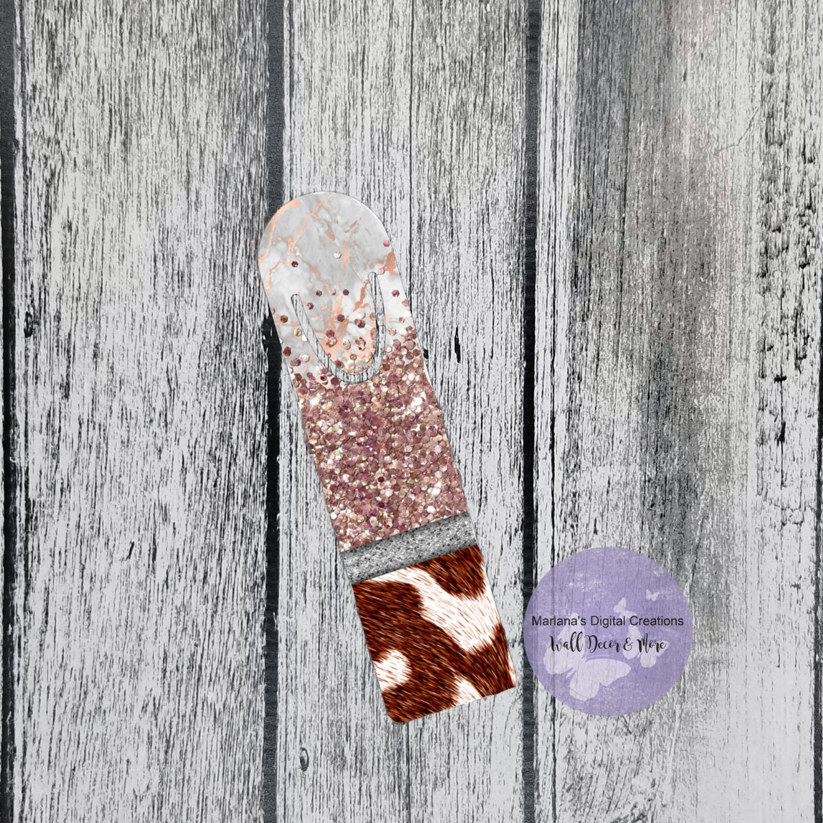 Cowhide Marble Bookmark