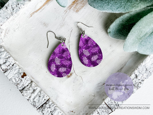 Teardrop DB Floral Purple Earrings