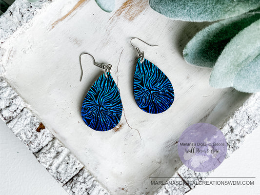 Teardrop DB Glitter Blue Earrings