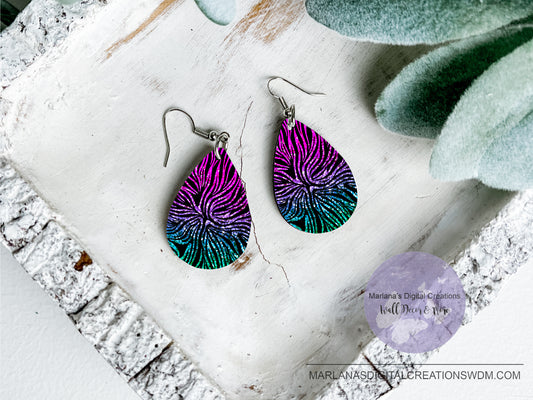 Teardrop DB Glitter Teal Purple Pink Earrings