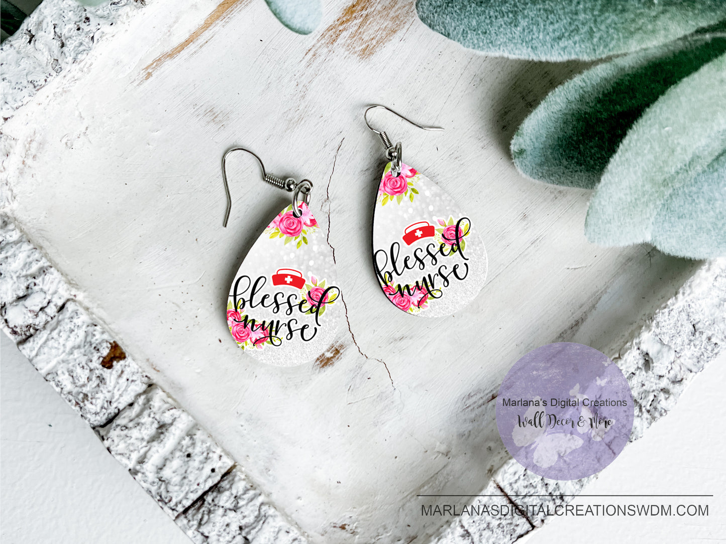 Teardrop DB Nurse Blessed Nurse Earrings