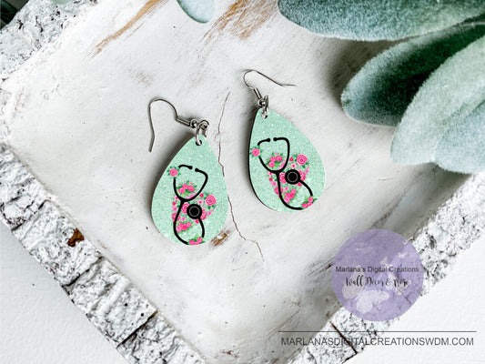 Teardrop DB Nurse Stethoscope Earrings