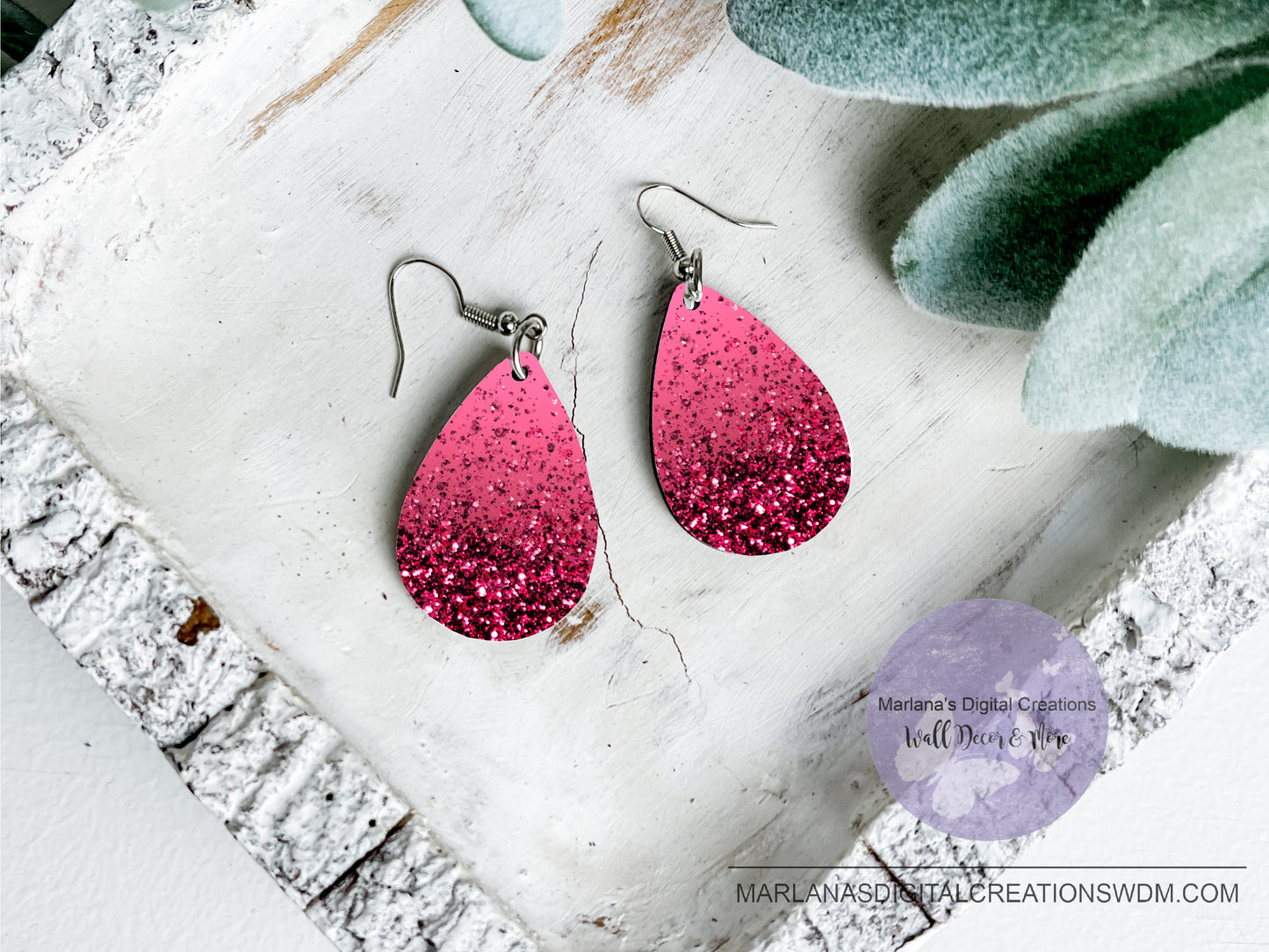 Teardrop DB Pink Oil Paint Earrings