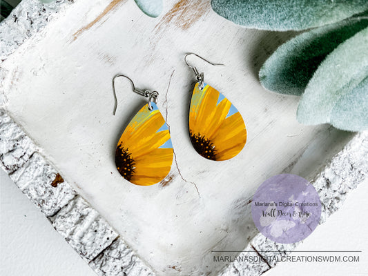 Teardrop DB Sunflower 2 Earrings