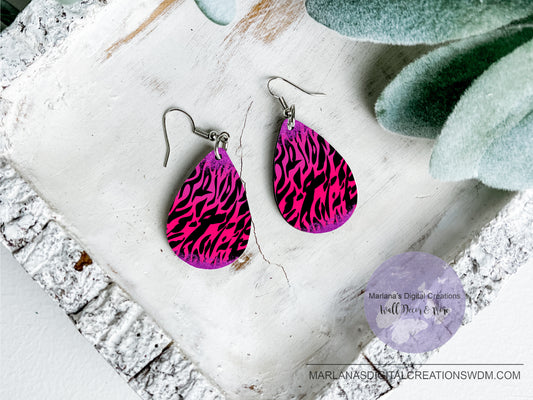 Teardrop DB Pink Purple Glitter Earrings