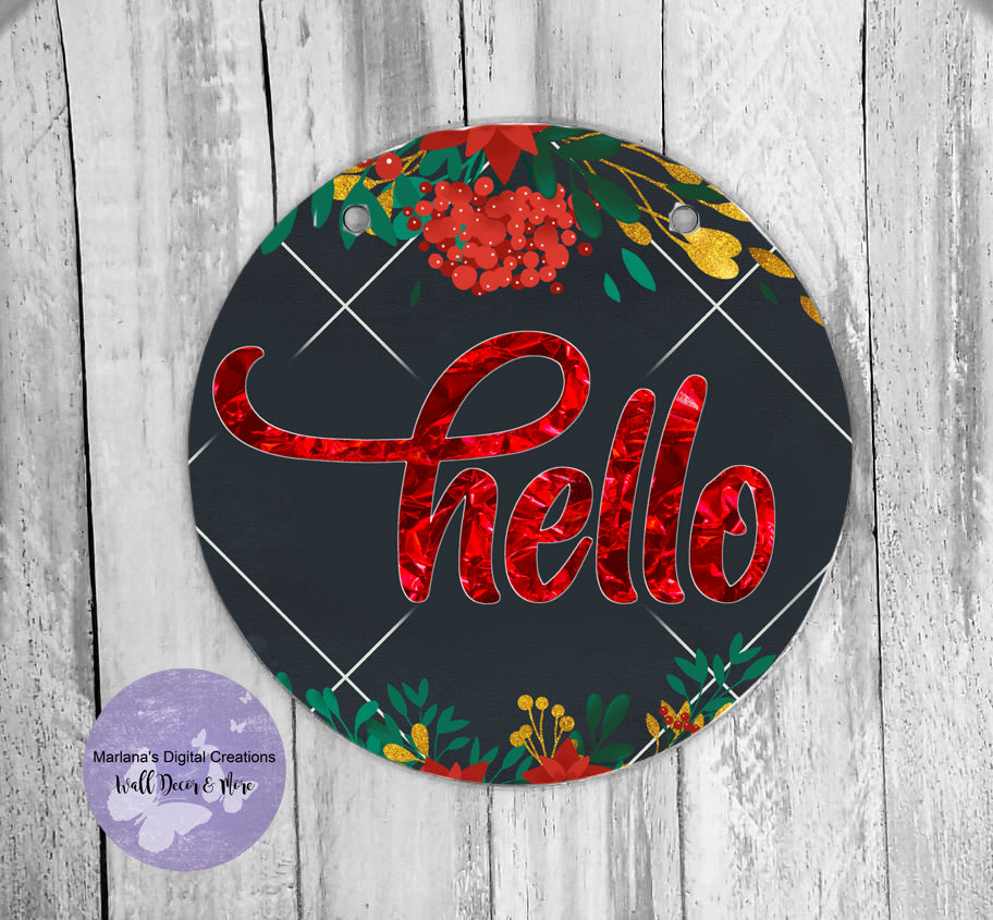 Hello Christmas Flowers - Circle Sign