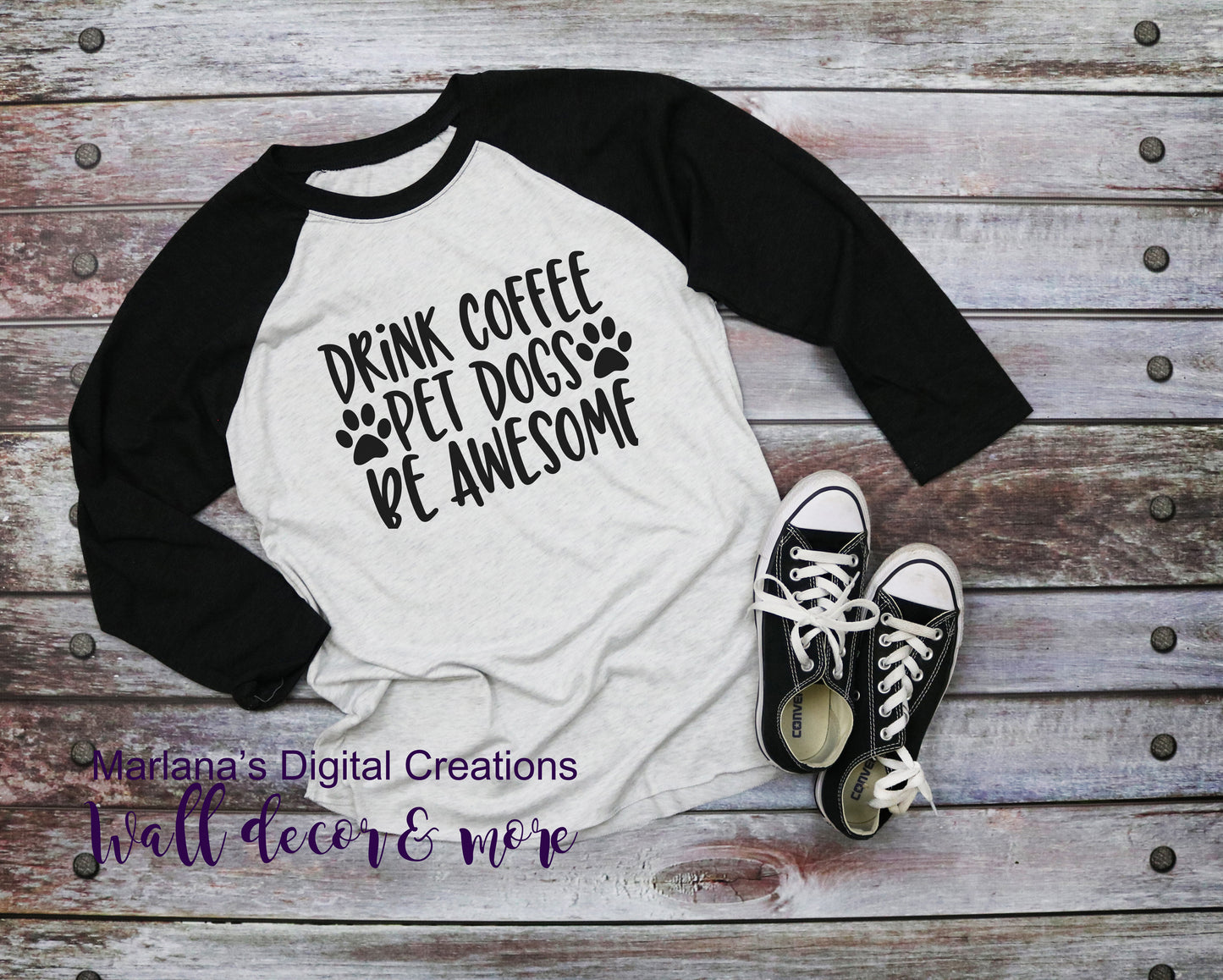 Drink Coffee Pet Dogs Be Awesome -  Vinyl Print