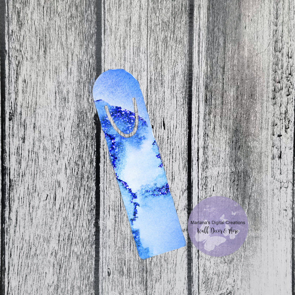 Glitter Blue Marble Bookmark