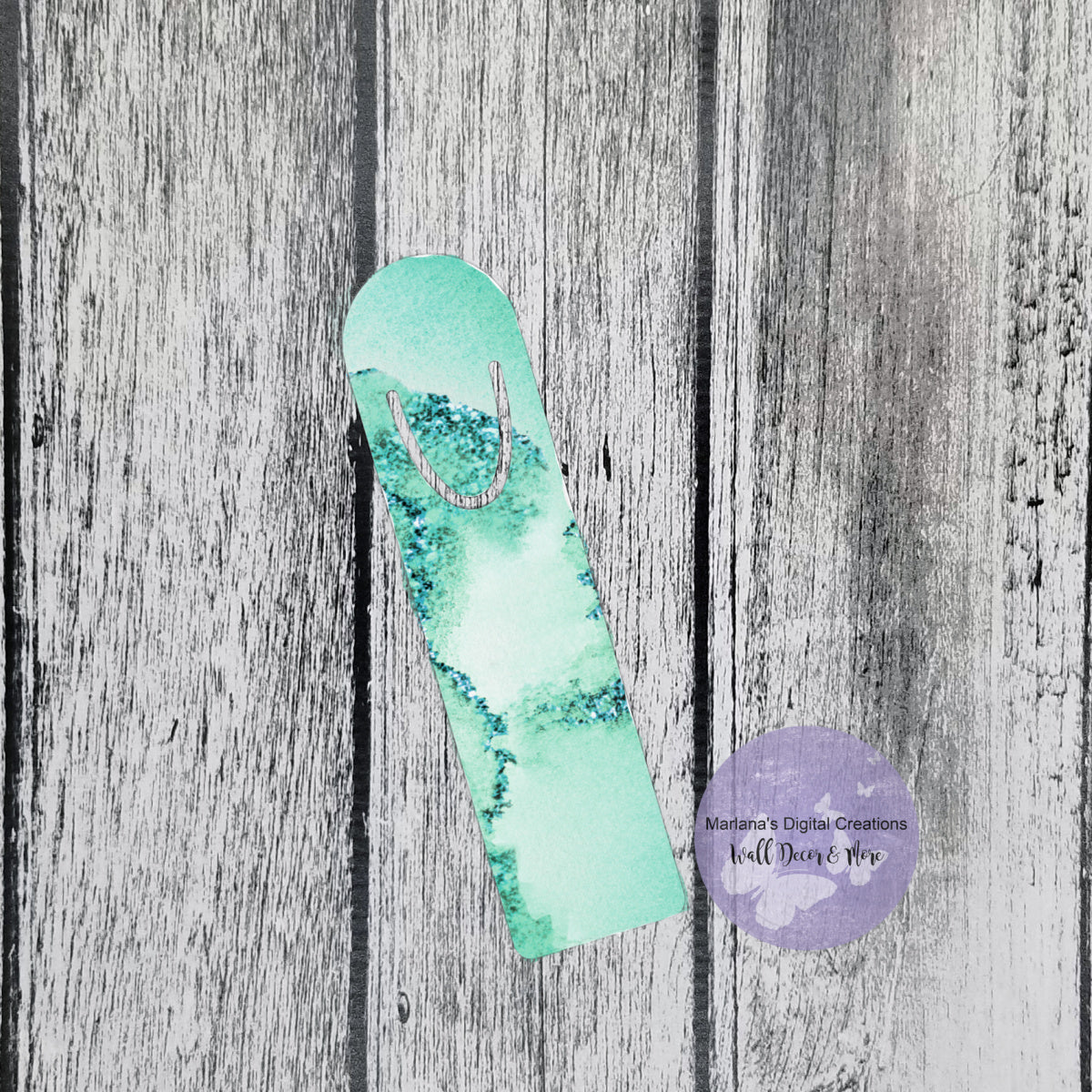 Glitter Green Marble Bookmark