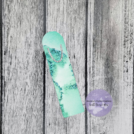 Glitter Green Marble Bookmark