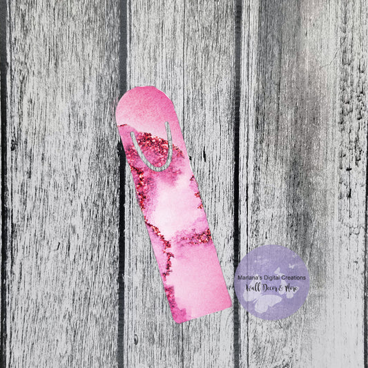 Glitter Pink Marble Bookmark