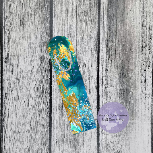 Glitter Turquoise Marble Bookmark