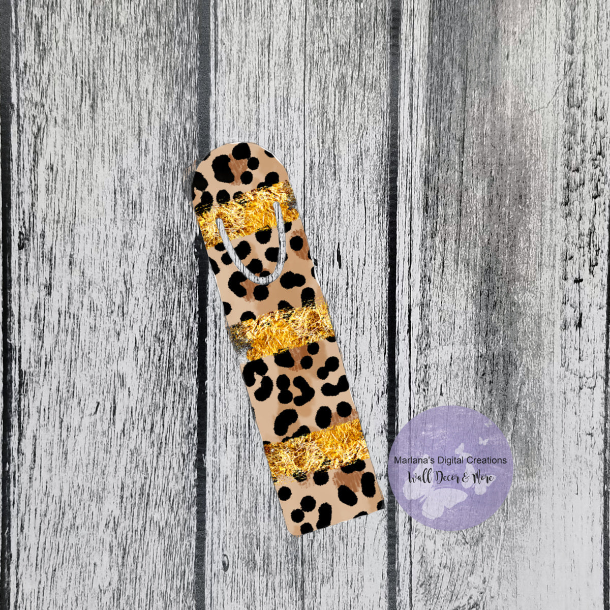 Gold Glitter Leopard Bookmark