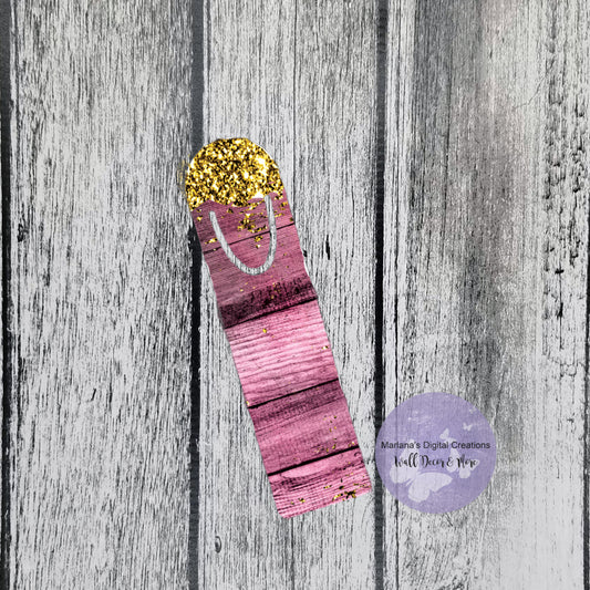 Gold Glitter Mauve Wood Bookmark