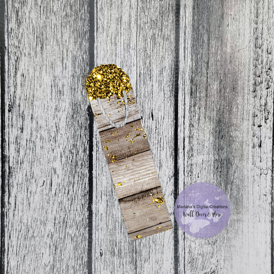 Gold Glitter Wood Bookmark