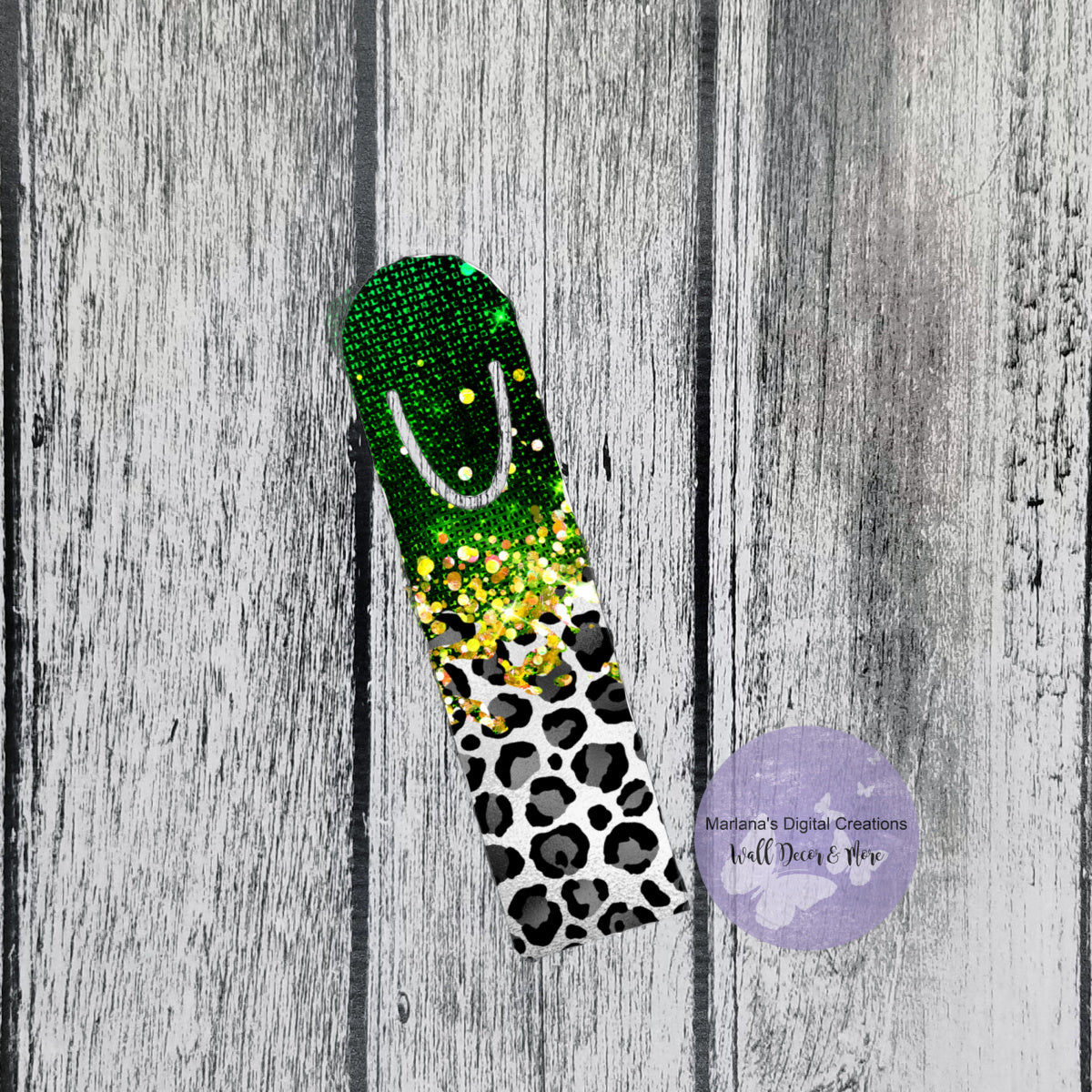 Green Gold Leopard Bookmark