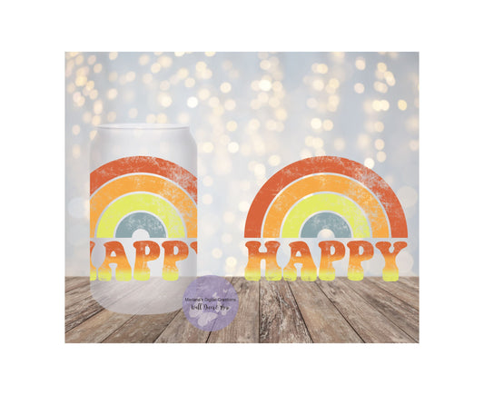 Happy Rainbow 16oz Frosted Glass Tumbler