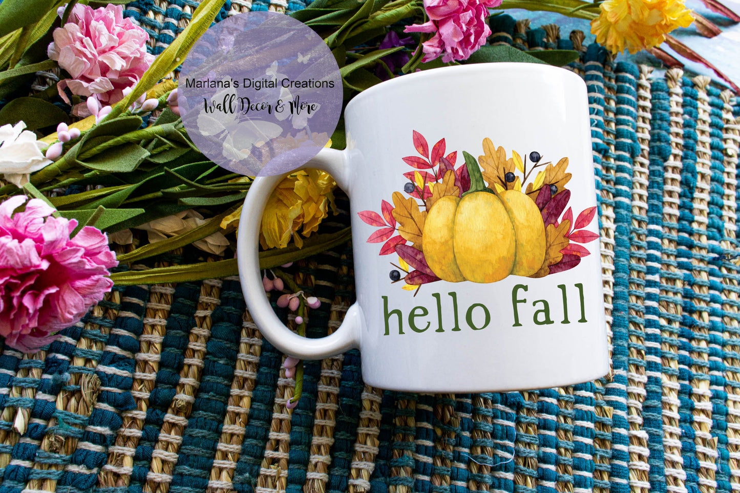 Hello Fall - Yellow Pumpkin - Mug