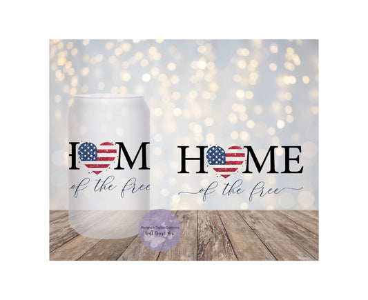 Home Of The Free 16oz Frosted Glass Tumbler