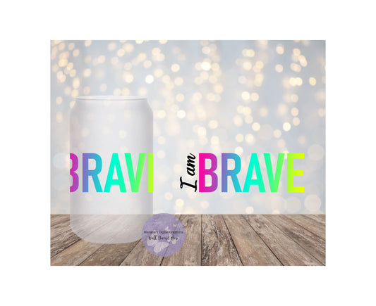 I Am Brave 16oz Frosted Glass Tumbler