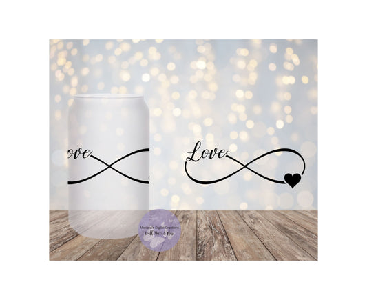 Infinity Love 16oz Frosted Glass Tumbler