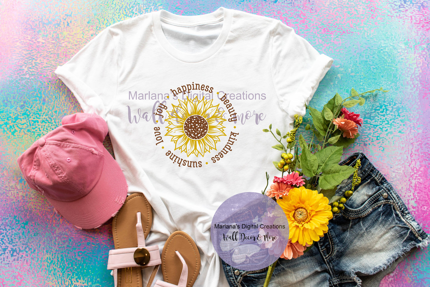 Love Beauty Kindness Sunflower - Sublimation Print