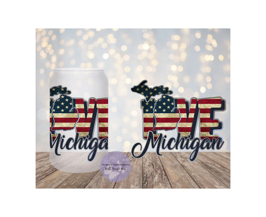 Michigan Flag 16oz Frosted Glass Tumbler