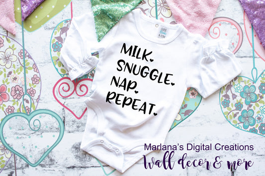 Milk Snuggle Nap Repeat - Youth Vinyl Print