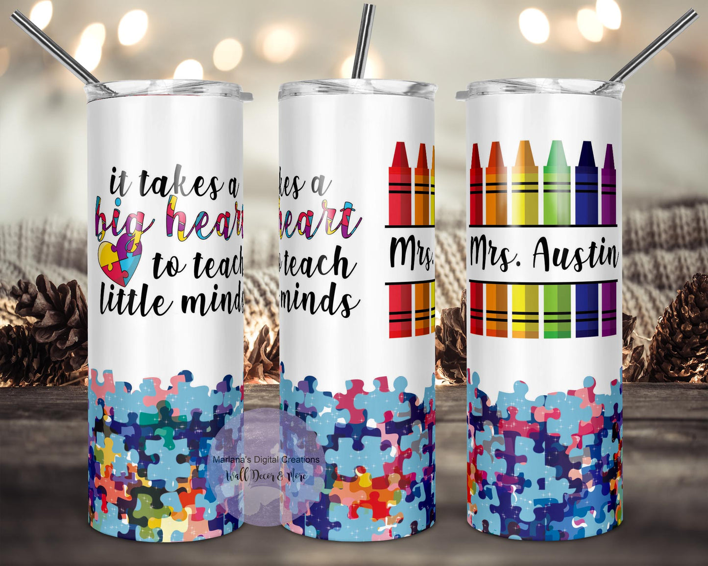 Big Heart Little Minds Autism 20oz Skinny Tumbler