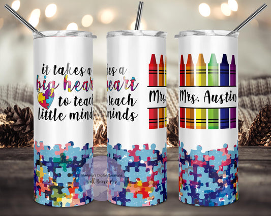 Big Heart Little Minds Autism 20oz Skinny Tumbler