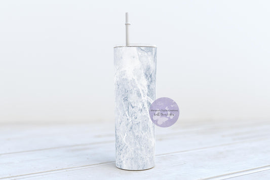 Blue Grey Marble 20oz Skinny Tumbler