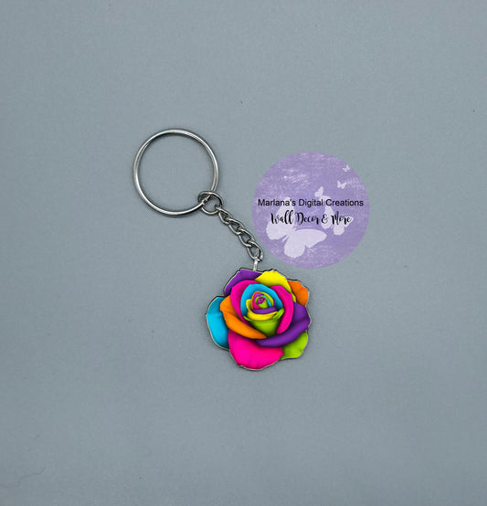 Multi Rose Neon Keychain