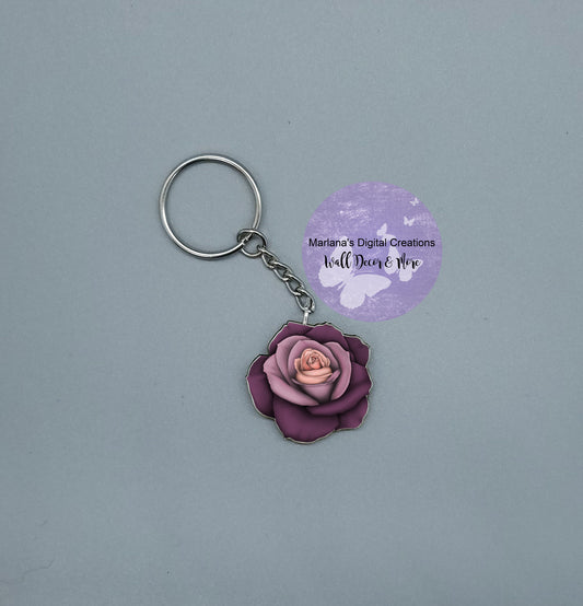 Multi Rose Plum Pink Keychain