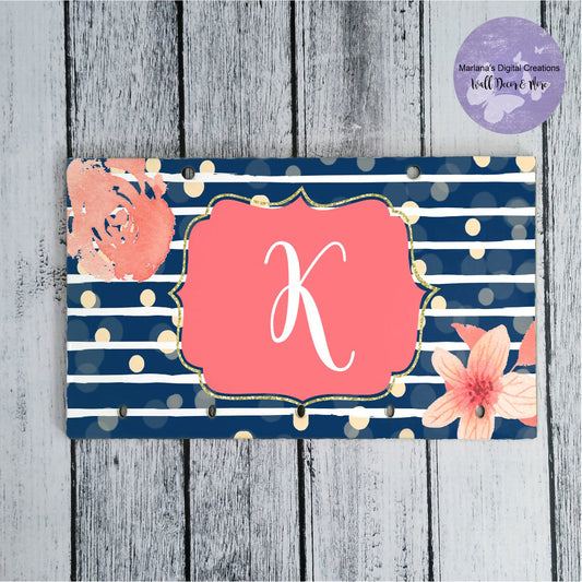 Peach Floral Key Rack