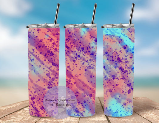 Pink Blue Splatter Inkblot 20oz Skinny Tumbler