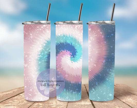 Pink Blue Tie Dye 20oz Skinny Tumbler