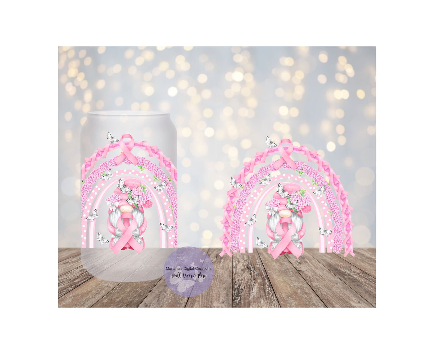 Pink Gnome 16oz Frosted Glass Tumbler