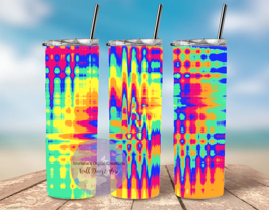 Pink Green Yellow Blue Tie Dye 20o Skinny Tumbler