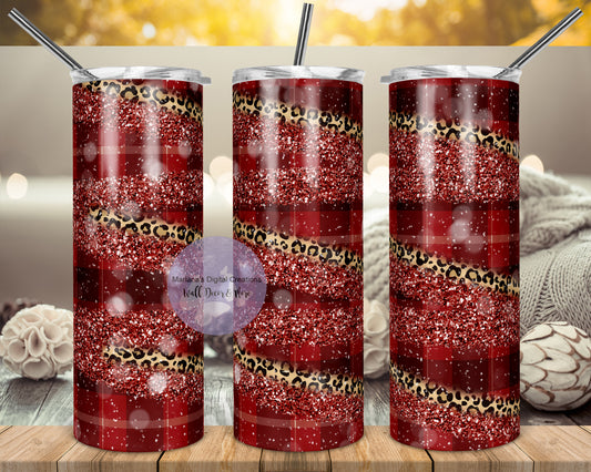 Cheetah Red Plaid 20oz Skinny Tumbler