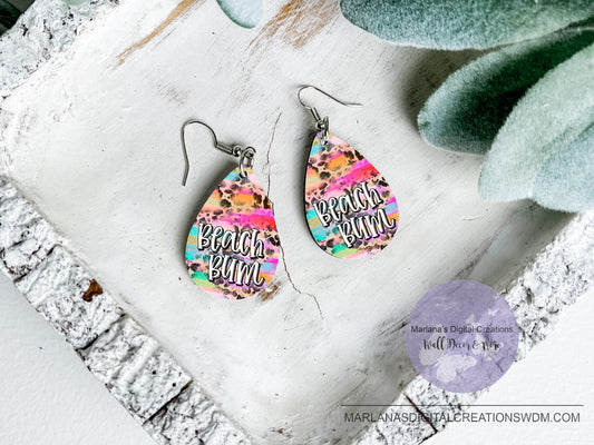 Teardrop SK Beach Bum Leopard Pink Teal Earrings