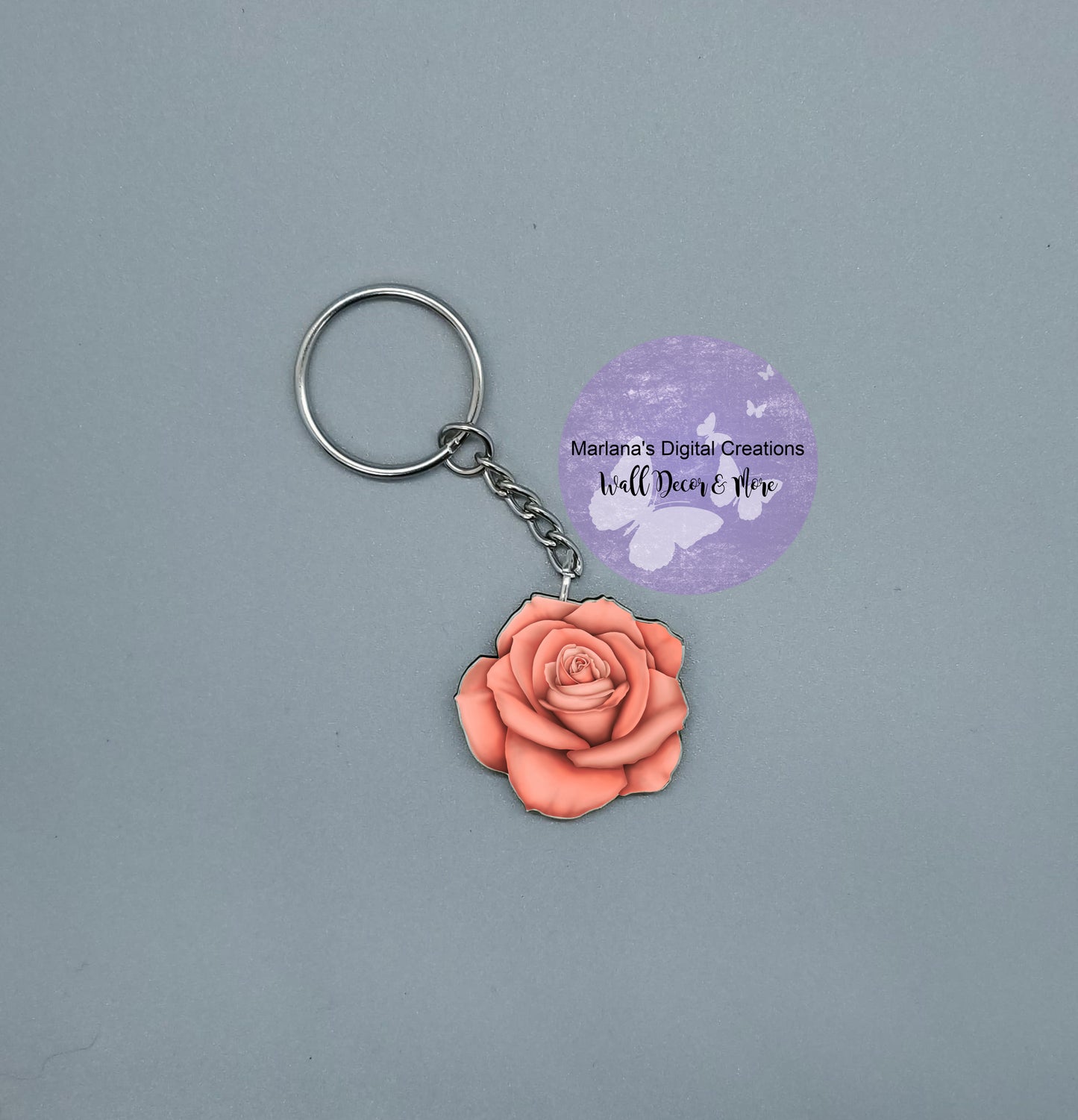 Solid Rose Coral Keychain