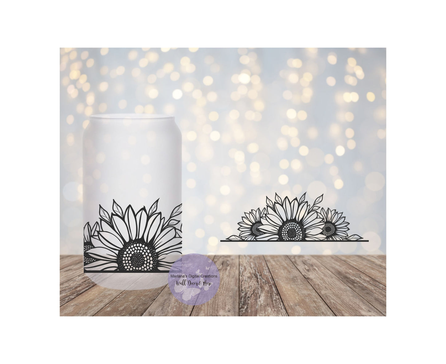 Sunflower Monogram 16oz Frosted Glass Tumbler