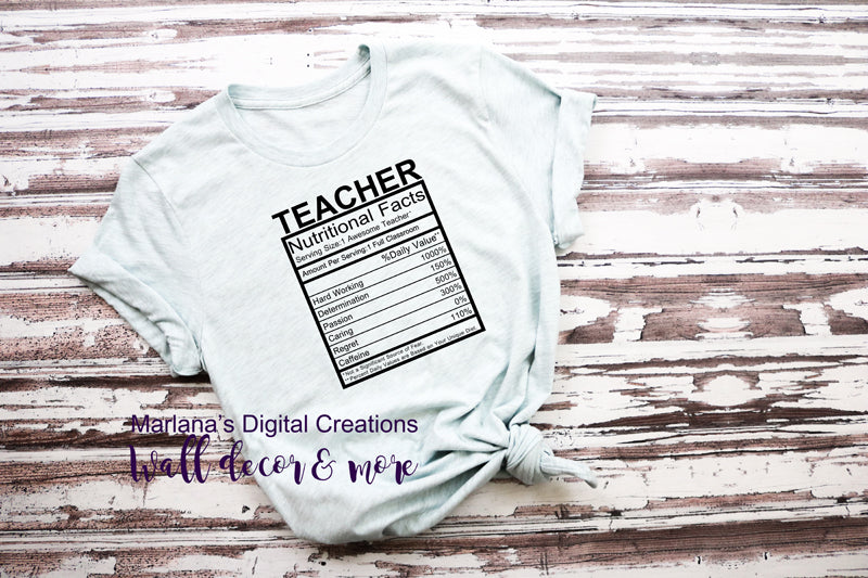 Teacher Nutritional Facts - Vinyl Print