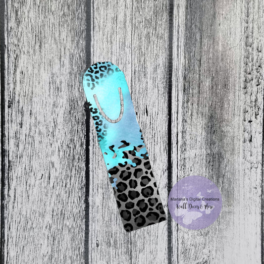 Teal Leopard Bookmark