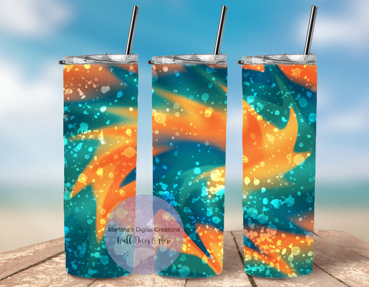 Tie Dye Green Orange 20oz Skinny Tumbler